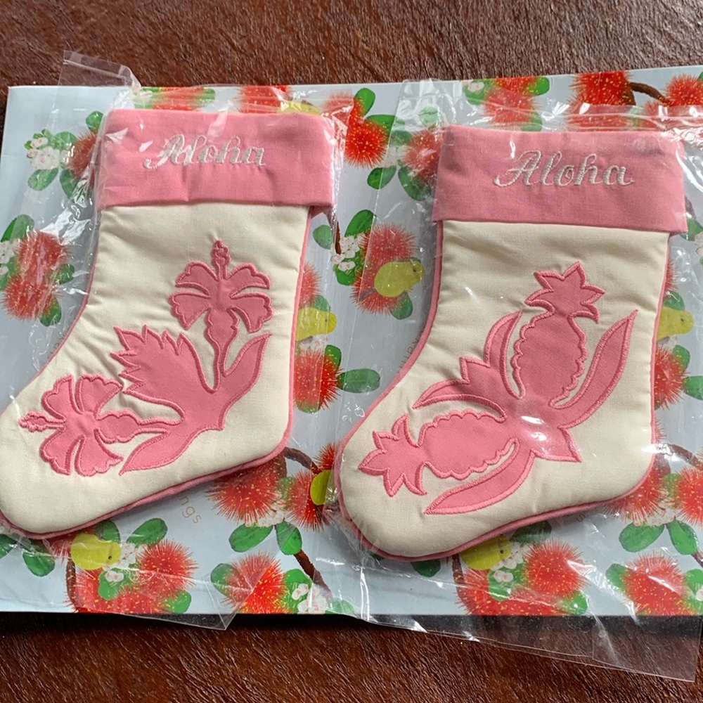 Hawaiian Mini Embroidered Christmas Stockings.